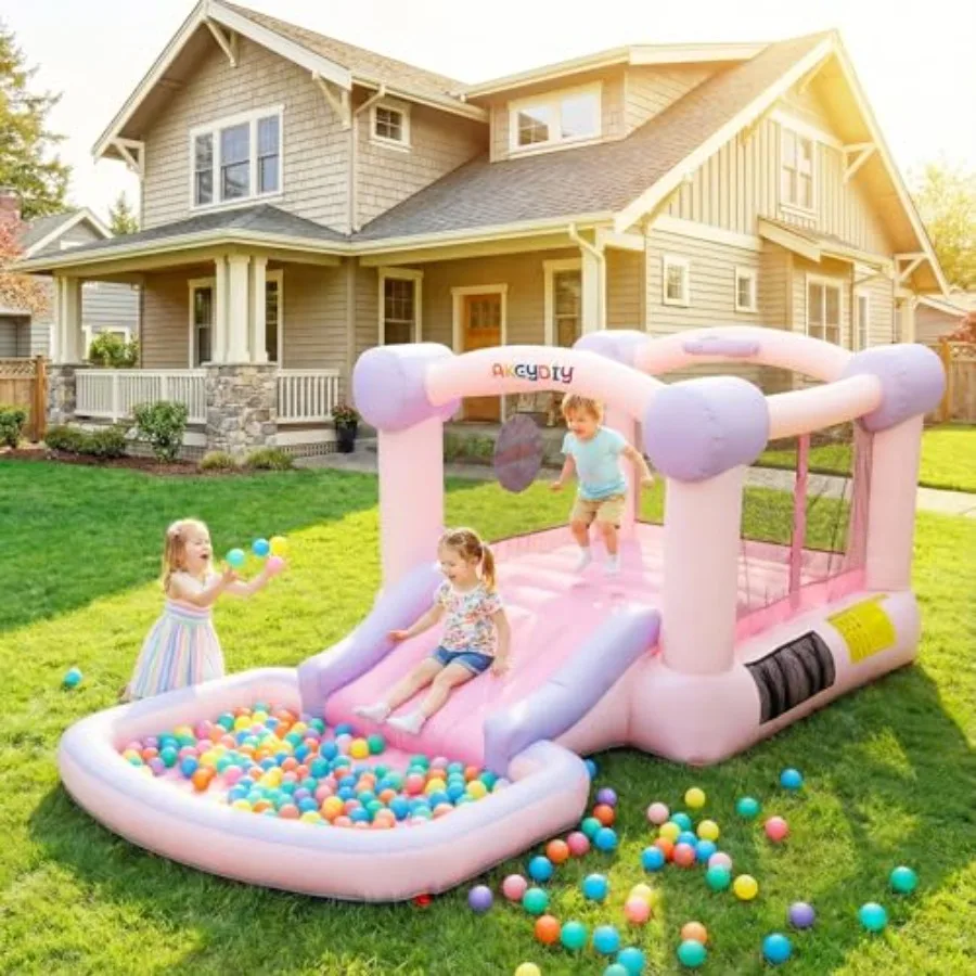

Розовый надувной батут с воздуходувкой, 13 x 7 футов, с большим бассейном для шариков/воды, для использования в помещении и на улице.
