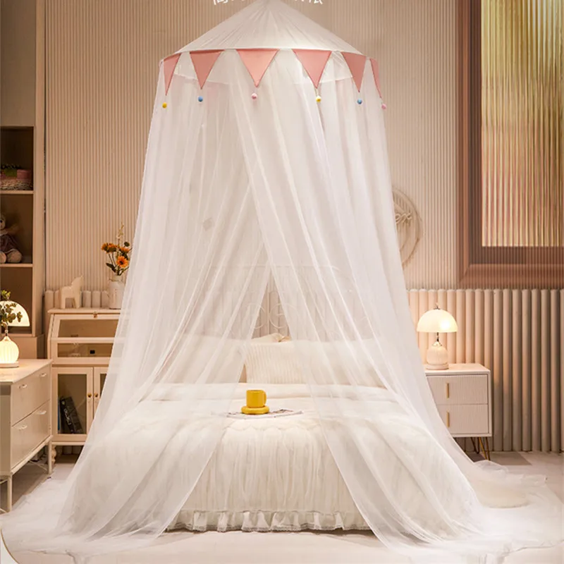 

Hung Dome Mosquito Net Ceiling Type Household Use Thickened Encrypted Curtain Princess Style Bed Valance
