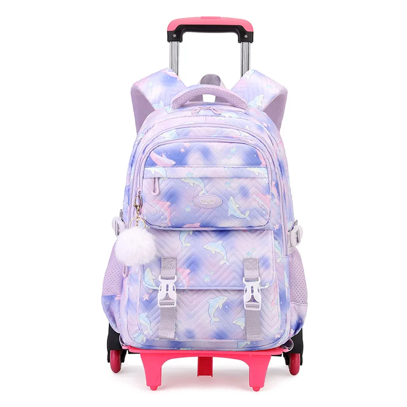 Kids School Backpack with Wheels Rolling Backpack for Girls Student Wheeled Backpack Trolley School Bag Travel Trolley Luggage