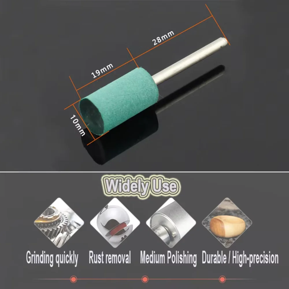10 pcs Rubber Mounted Point Grinding Head for Mould Polishing Rotary Power Tools Green Buffer Abrasive Bits Taper/Cylinder Shape