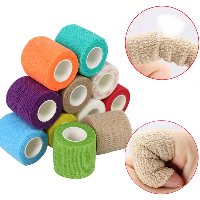 1Roll Gauze Medical Bandage Self-adhesive Breathable Elastic Bandages for Sports Fixing Finger Wrist Leg 2.5/5/7.5cm*4.5m