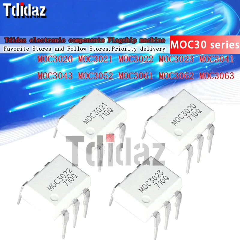 10PCS MOC3020 MOC3021 MOC3022 MOC3023 MOC3041 MOC3043 MOC3052 MOC3061 MOC3062 MOC3063 DIP6 DIP Optocoupler New and Original IC