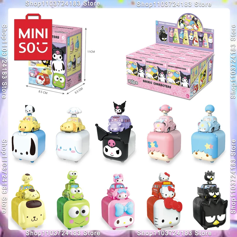 2024 New Sanrio Blind Box Car Toys Building Blocks Assembly Model Ornaments Kawaii Anime Doll Mystery Box Children\'s Gifts