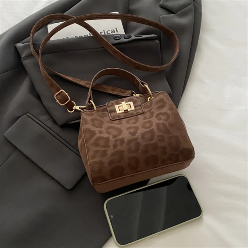 Bolso cruzado elegante con estampado de leopardo para banquete, bolso de mano elegante para mujer, bolso de mano con cerradura Retro, bolso de hombro para mujer, uso diario
