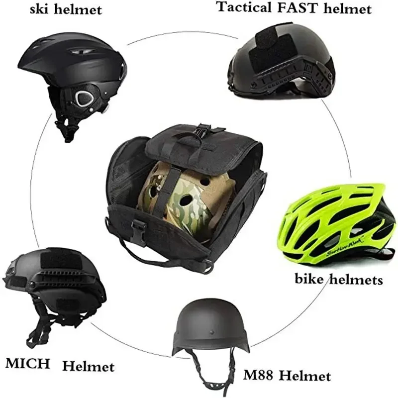 Molle Tactical Helmet Carrying Bag Multi-Purpose Protective Storage Pouch for Hunting Shooting Combat Airsoft Outdoor Sports