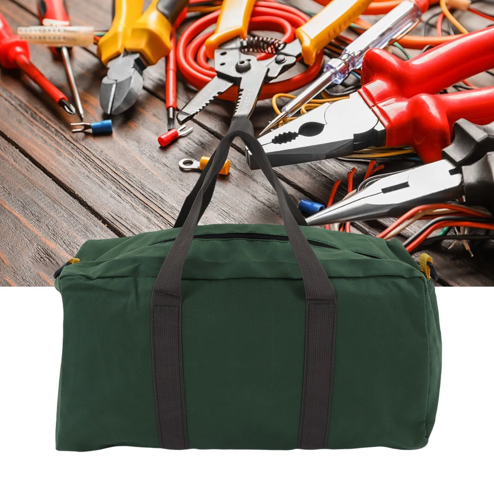 Hand Tool Bag Waterproof Heavy Duty Large Capacity Wide Mouth Canvas Portable Tool Tote For Carpentry Electrician