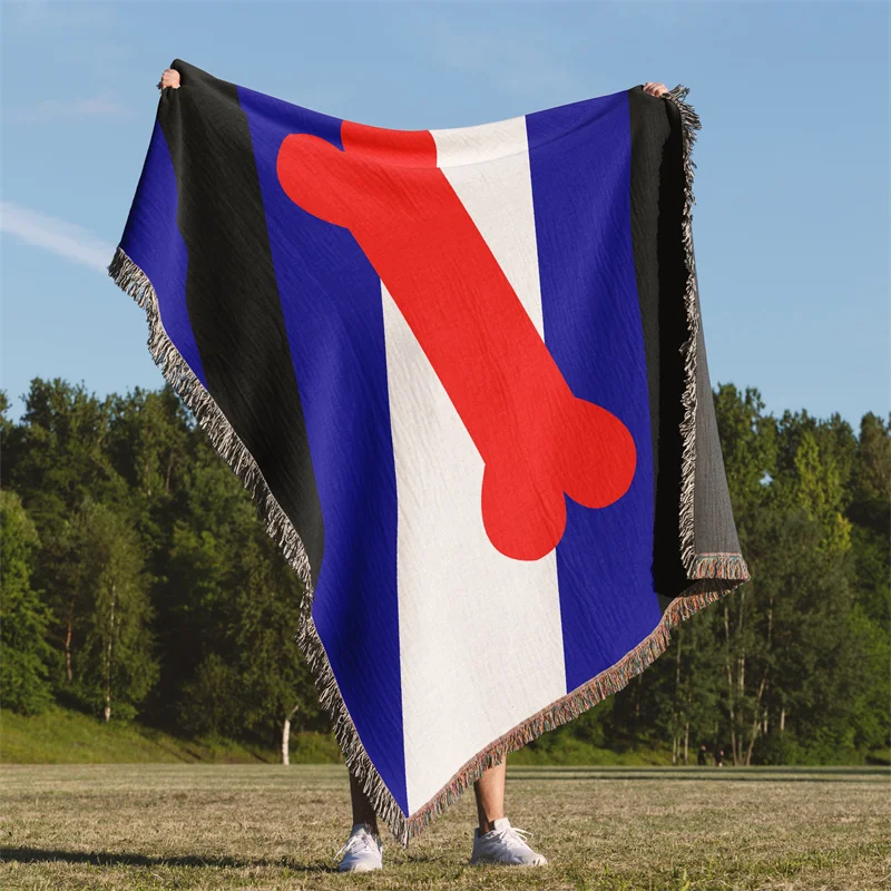 

Aertemisi Puppy Pride Flag LGBT Rainbow Jacquard Fringed Woven Throw Blanket