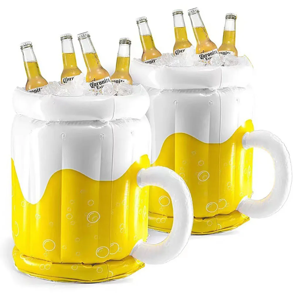 Inflatable Beer Shape Ice Bucket Drink Coolers Beach Water Home Bar Party Summer Pool Party Swimming Pool Drink Cooling Barrel