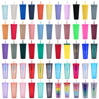 double wall 700ml 710ml 24oz plastic durian tumbler durian cup with lid and straw no logo