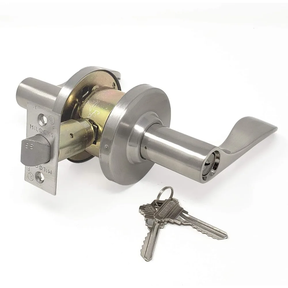 

Grade 2 Lever Ergonomic Wave Handle Cylindrical Door Knob Satin Nickel Finish