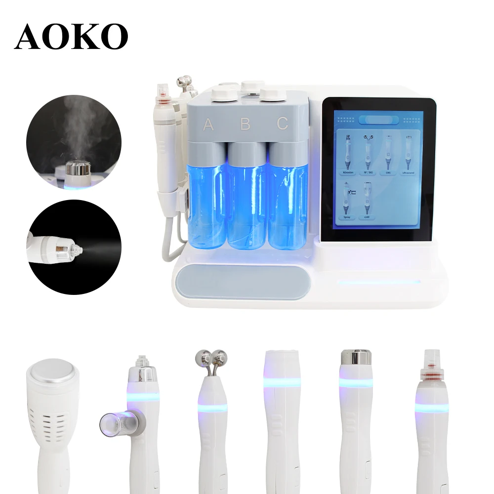 AOKO Hydro dermoabrasión máquinas faciales eliminación de espinillas Lifting Facial rejuvenecimiento Peeling de agua belleza dispositivo para el