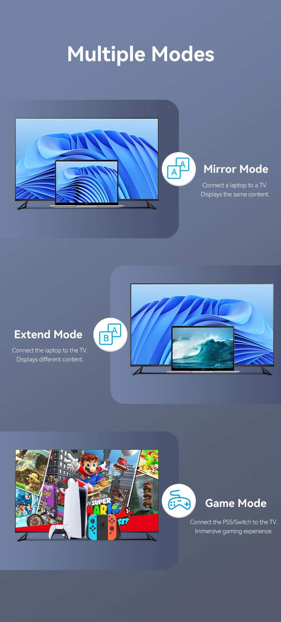 Vention 4k hdmi-kompatibles kabel hdmi 2,0 cabo für ps5 4 xiaomi mi box tv splitter schalter audio kabel für 4k tv video kabel hdmi – Detail 4