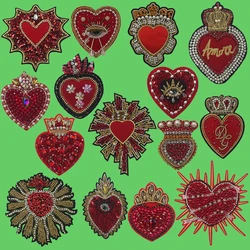 Handmade Rhinestone Crown Letter Love Heart Beads Crystal Patches Sewing on Sequins for Clothing Hat Bag Badge Eyes Applique