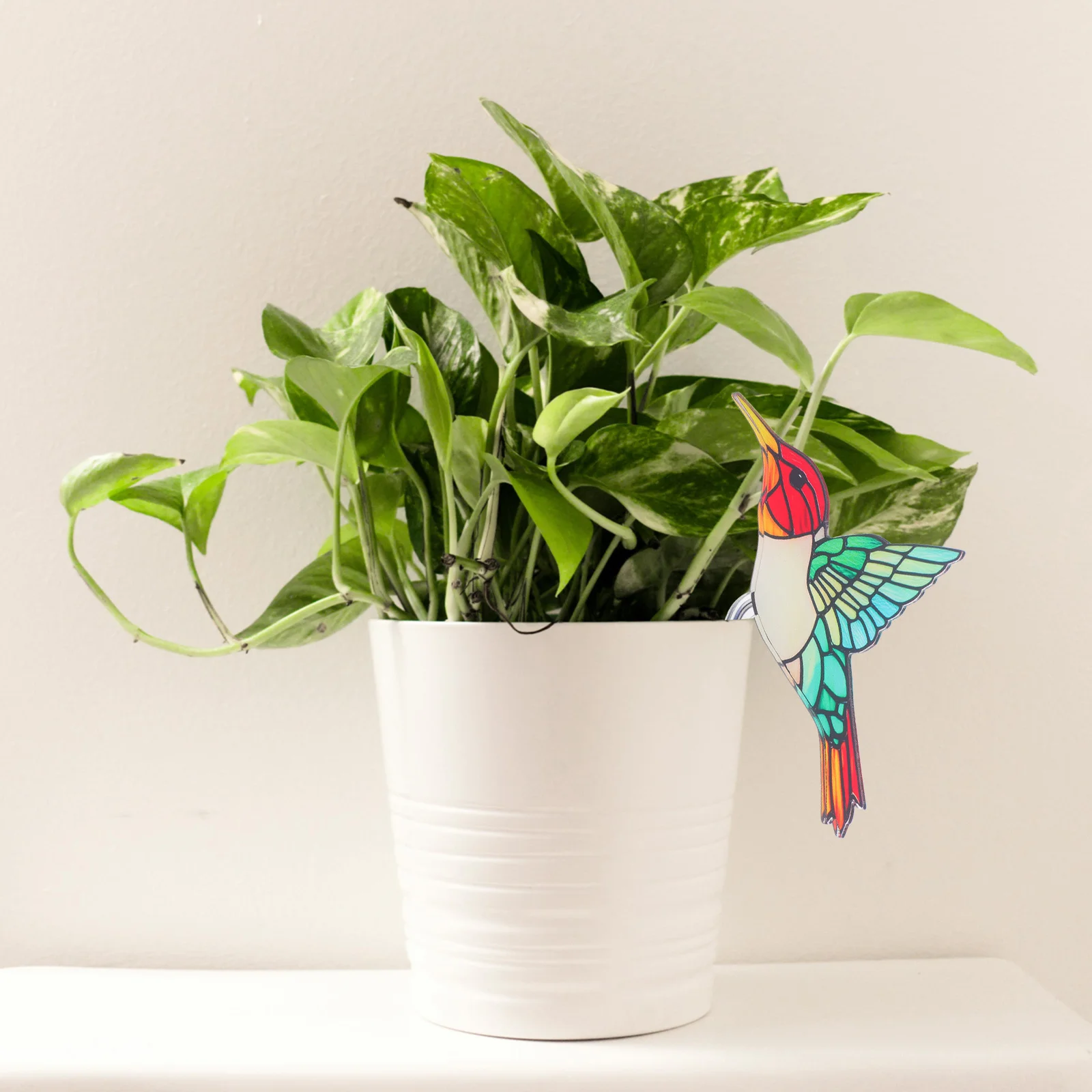 

Hummingbird Flower Pot Decoration Realistic Bird Acrylic Pendant for Indoor Garden Hanging Plant Pot Accent Cute Animal Decor
