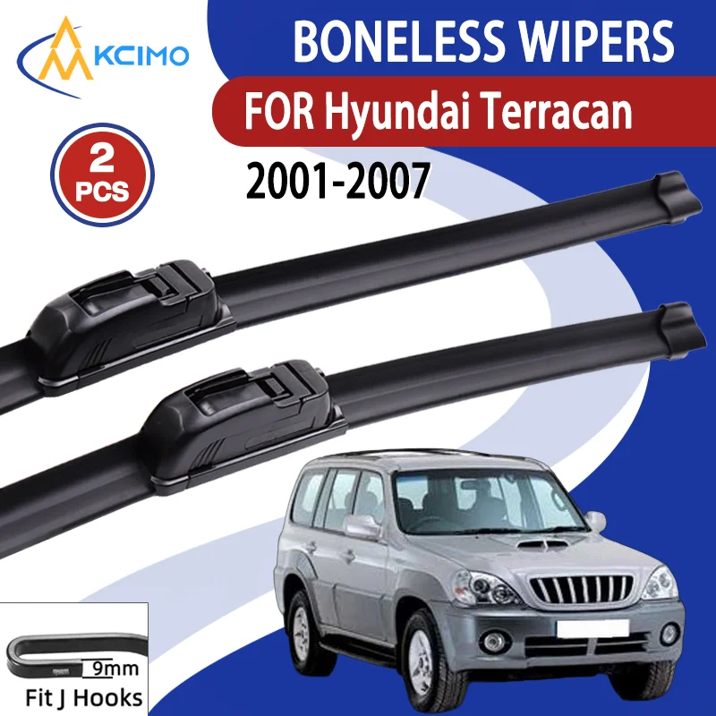 Passend für Hyundai Terracan 	 2001–2007 22"+20" U-Typ-Wischerblätter ohne Knochen, Premium-AAA-Gummi, extrem leise, streifenfrei