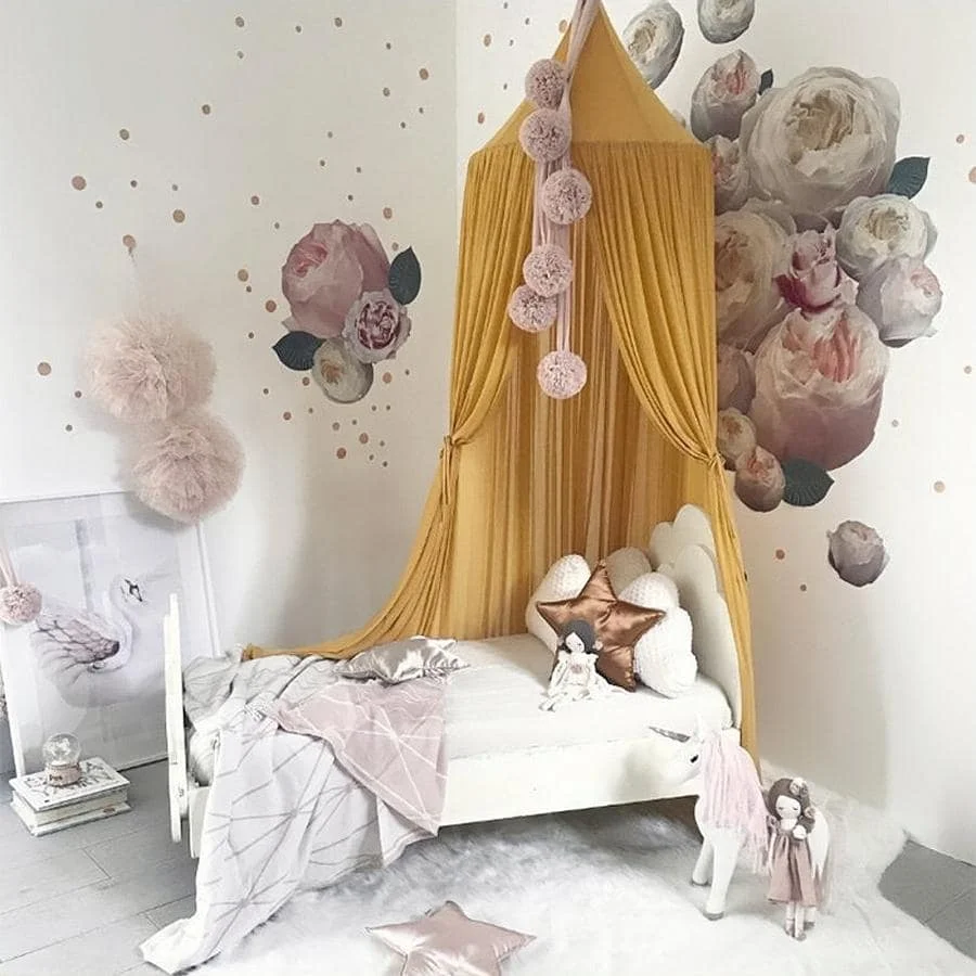 1 Stück Chiffon-Betthimmel für Kinder, Prinzessinnen-Stil, Moskitonetz, Bettvorhang, Baldachin für Kinderzimmer, Kinderbett-Baldachin für Kinderzimmerdekoration – Detail 2