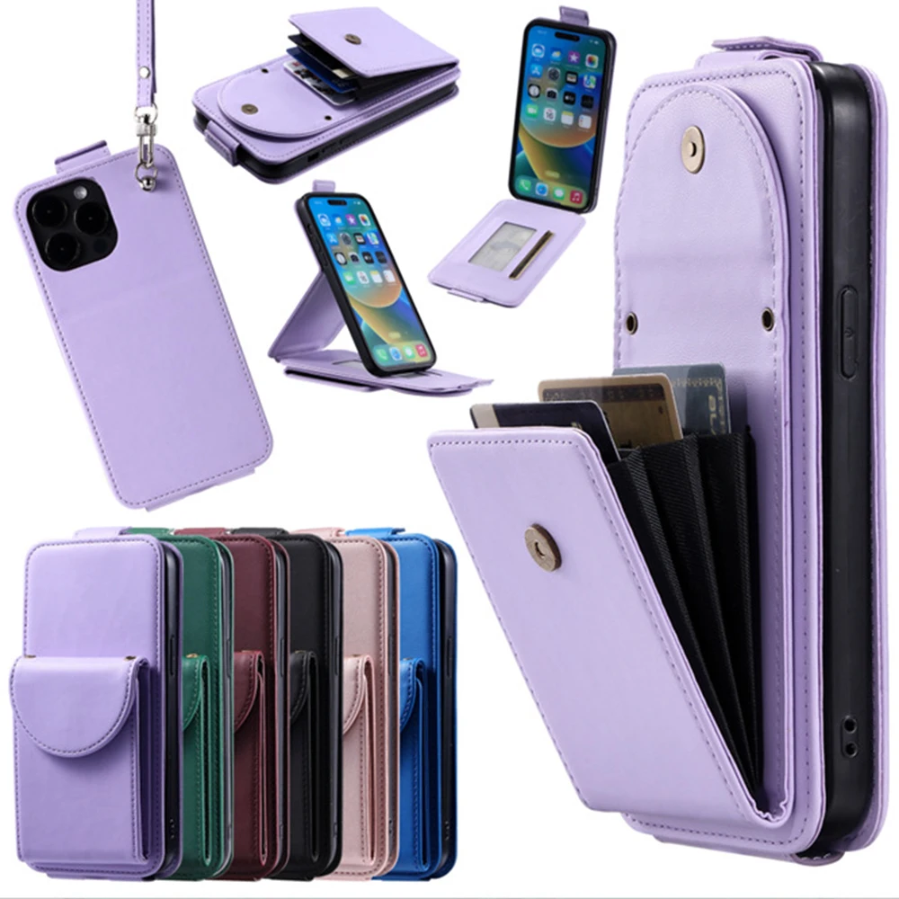 Crossbody Vertical Case For Motorola Moto G50 G30 G20 G10 E40 E30 E20 E14 Leather Lanyard Wrist 4 Card Slots Bag Book Flip Cover