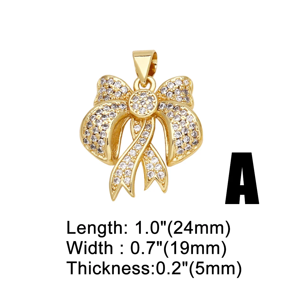 OCESRIO White Crystal Butterfly Knot Pendant for Necklaces Copper Gold Plated Jewelry Making Supplies Wholesale Bulk pdtb562