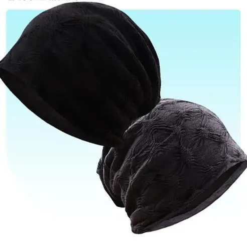 

Женская тонкая шапка с морщинистой шапочкой, однотонная мешковатая шапка на голову, уличный хиджаб, тюрбан, шапка с напуском, мягкие повседневные шапочки