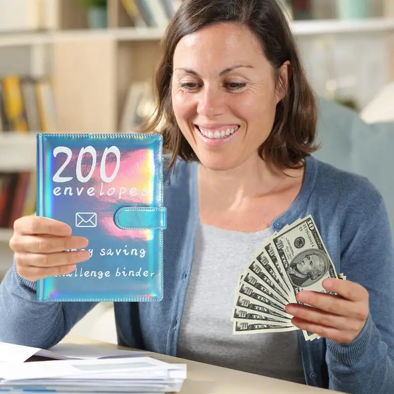 Economias Envelope Livro com Envelope, Reserve com Envelopes, Dinheiro Challenge Binder, 200