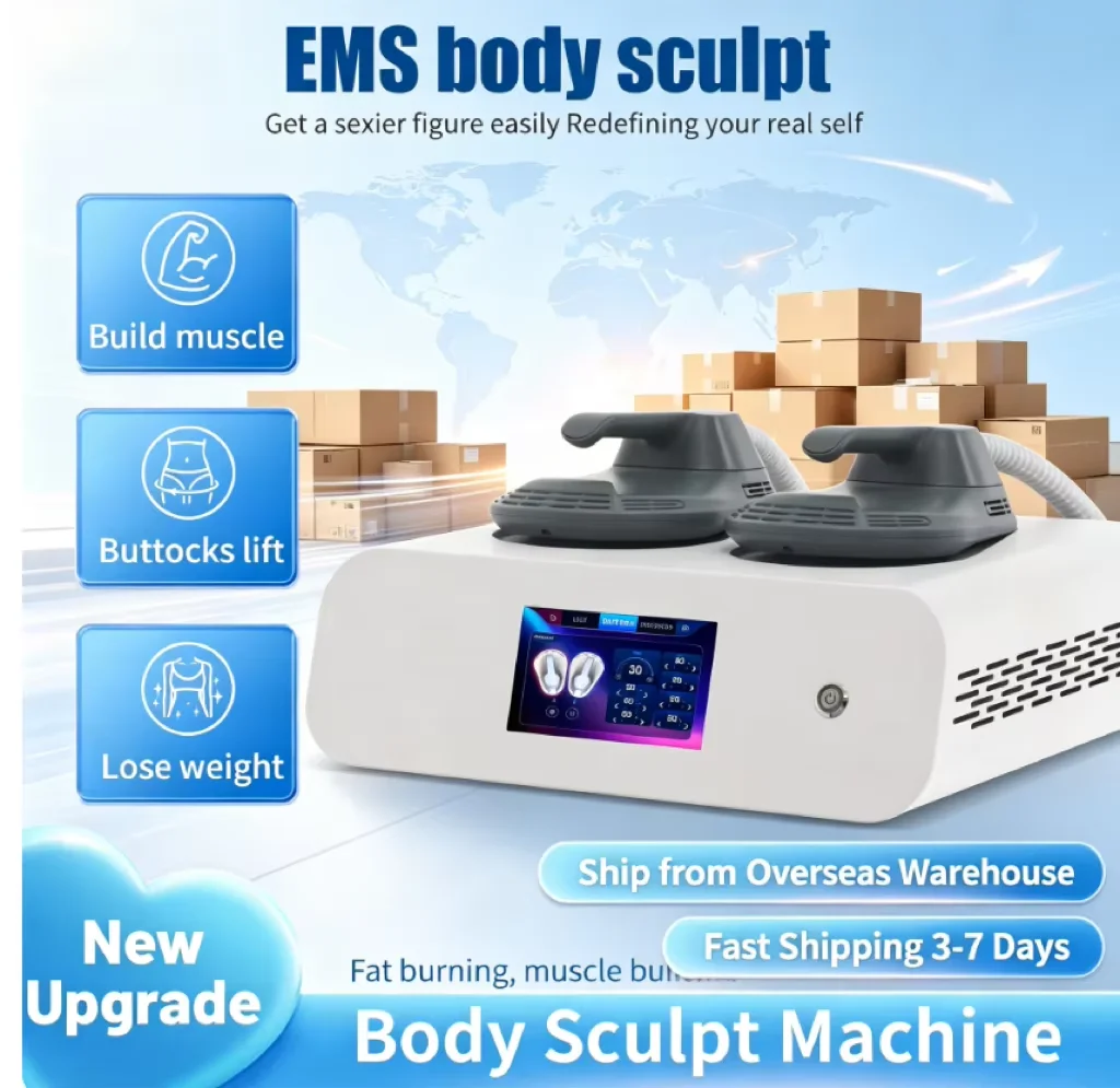 Myoslim 6500W Muscle Trainer RF EMS Body Sculpt Contouring 15T NEW Compact Unit Fat Reduction Weight Drop Electromagnetic