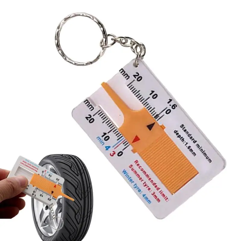 Tire Tread Depth Gauge Keyring Depth Gauge Easy Reading Tire Measure Thickness Ruler High Precision Tread Measurement Tool For