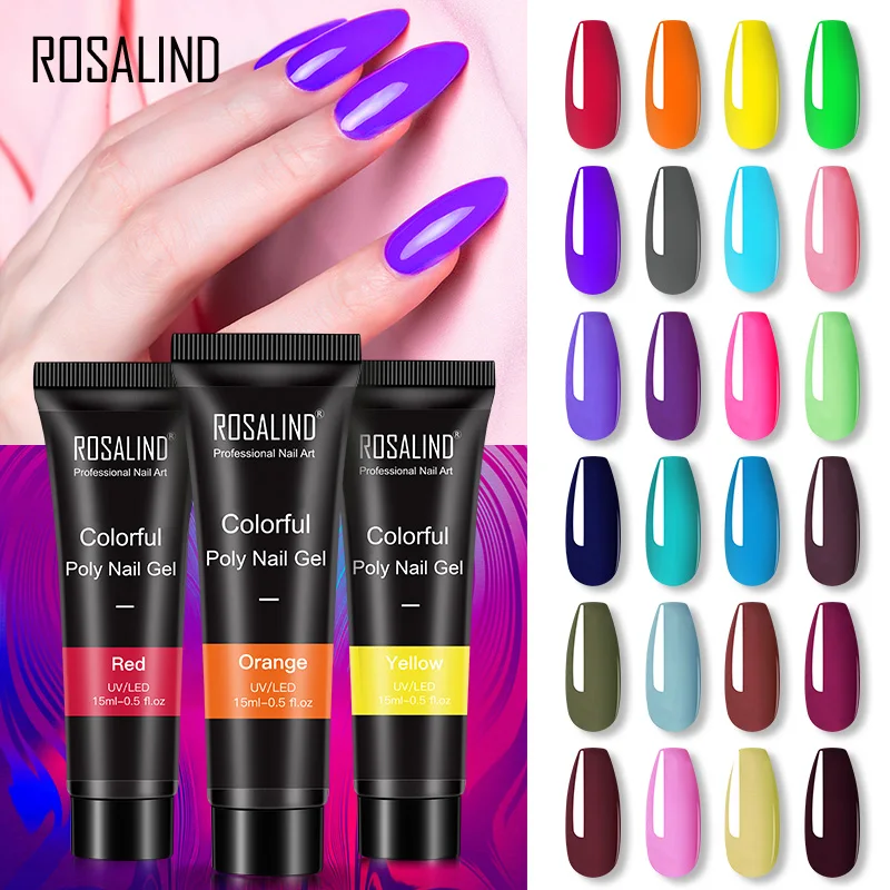 

ROSALIND 15ml Quick Extension Nail Trendy Colorful Extend Infinite Gel Long Lasting Simple&Convenient DIY Manicure