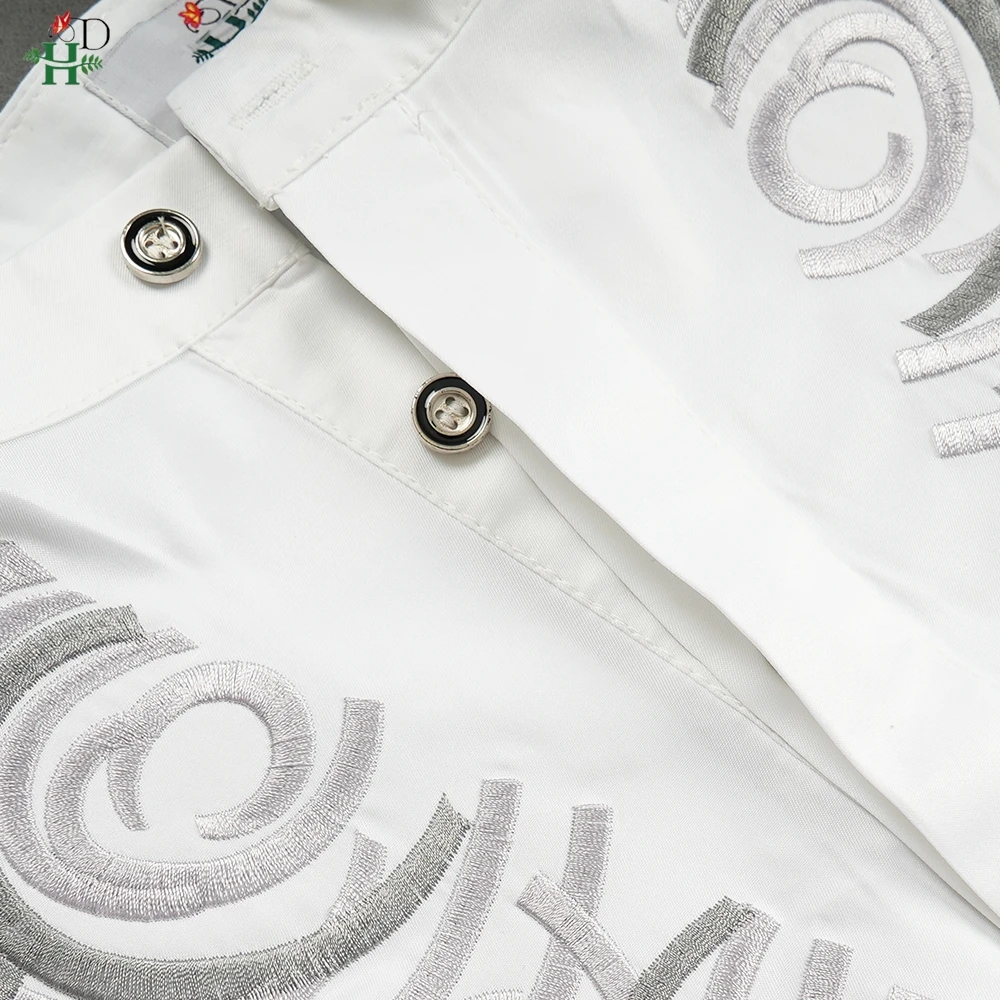 Afrikaanse witte top en broek 2-delige sets voor mannen Borduren Werkkleding Witte Thobe Traditionele bruiloftsfeestkostuums Grote maten kleding