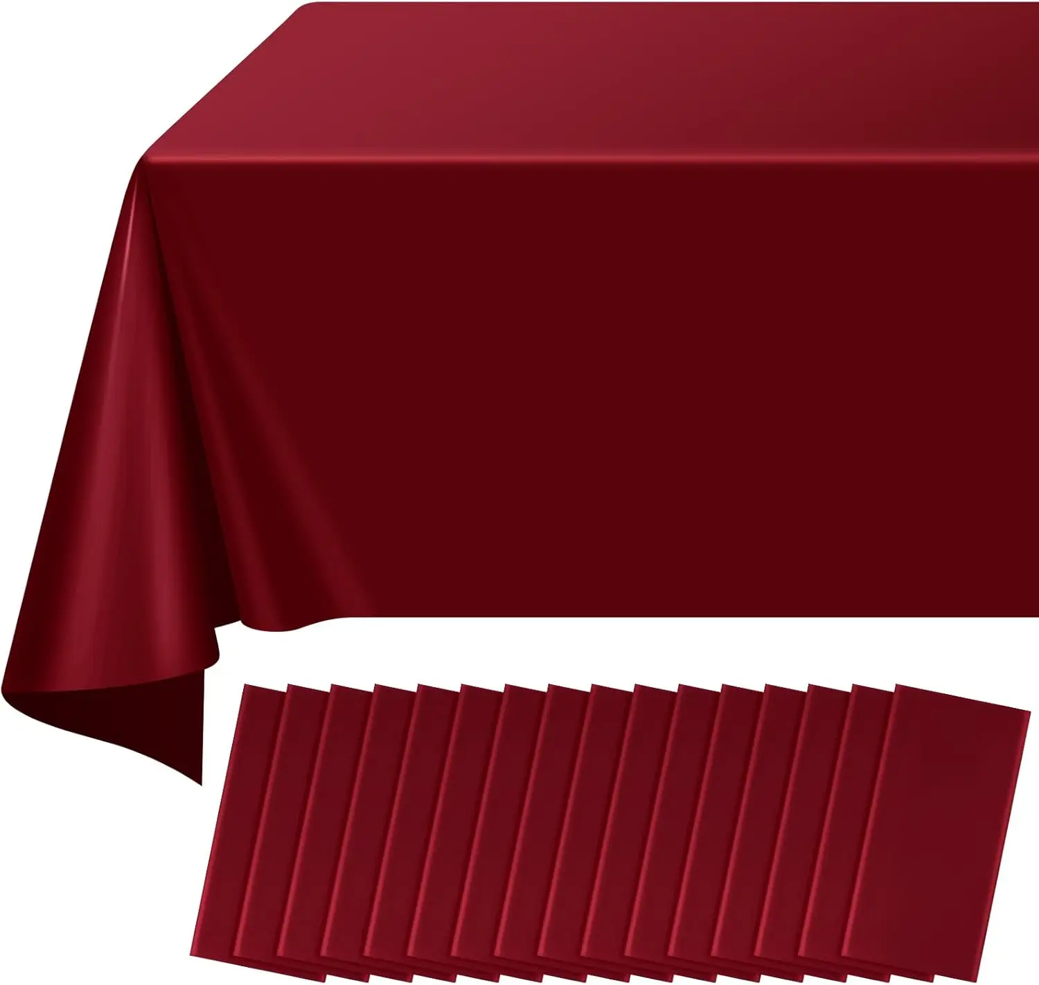 

16 Pack Maroon Plastic Tablecloth for Rectangle Tables, Premium Decorative Burgundy Disposable Table Cloths for Parties,