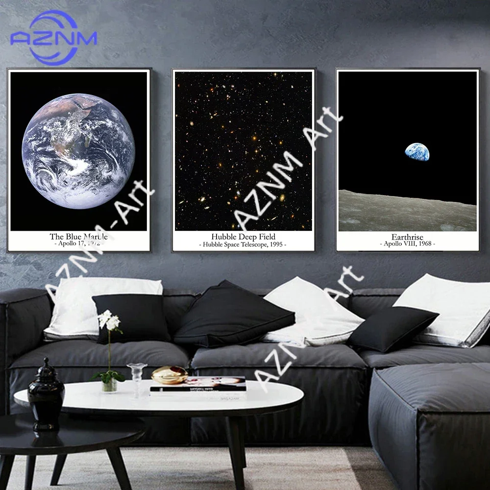 Canvas Painting Galaxy Stars Planet Sky Space Poster Prins Earthrise Hubble Telescope Wall Art Pictures Living Room Home Decor