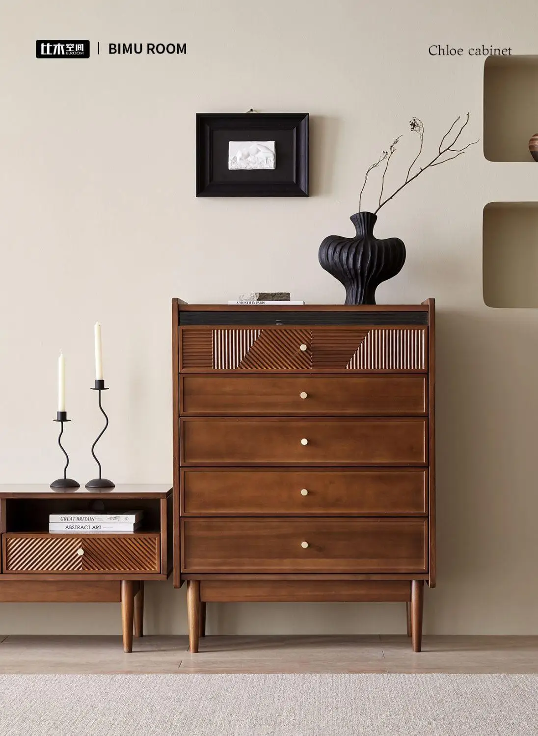 LTT antique solid wood chest of drawers, bedside storage locker, living room wall drawer cabinet