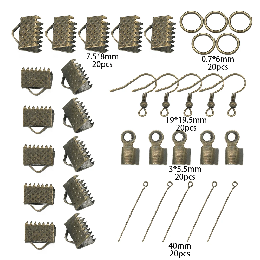 100pcs/Set 9 Pins Jump Rings Cord End Clasp Earring Hooks Crimp End Caps Connector Set for Earrings Necklace Jewelry Making image 3