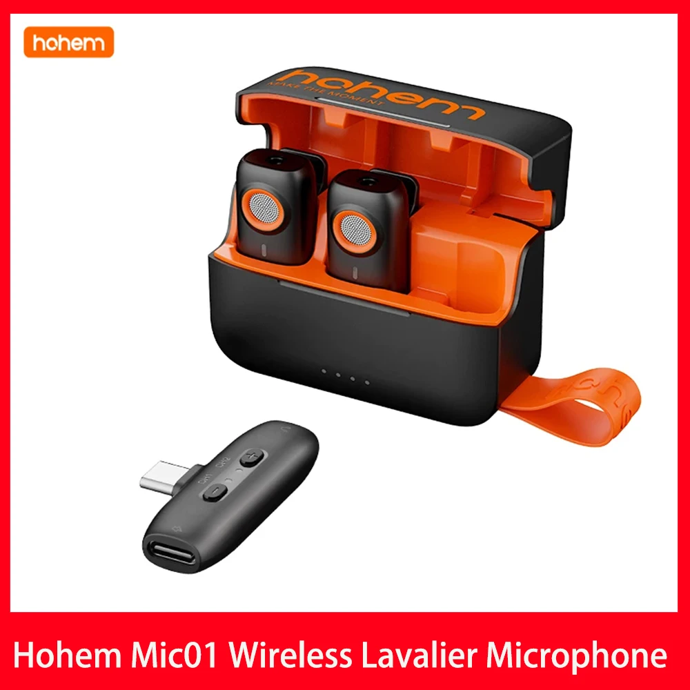 

Hohem MIC-01 Wireless Lavalier Microphone Noise Canceling Recording Mic for iPhone Android for Vlog Interview Live Streaming