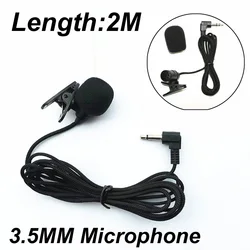 2M Lavalier Microphone 3.5mm Jack Hands-free Plug Mic Clip-on Stereo Wired For PC Auto Car DVD Radio Smartphone Tablet