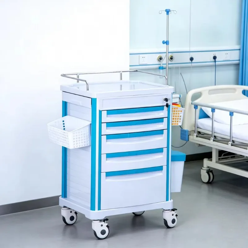 Medical Thickened ABS Anesthesia Medicine Box Treatment Cart Multi-Function Durable Hospital 4 Castor Hotel Plastic