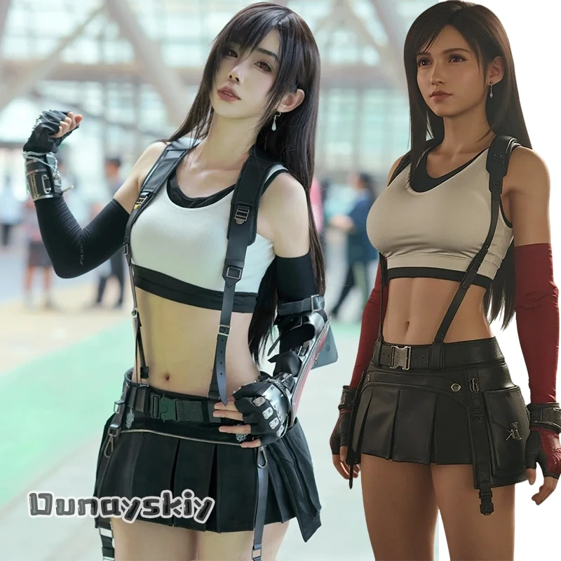 aBNNS*@Cosplay Anime Game Final VII Remake Fantasy Tifa Kostüm Standardversion Erwachsene Frauen Mädchen Halloween Maskerade Frau