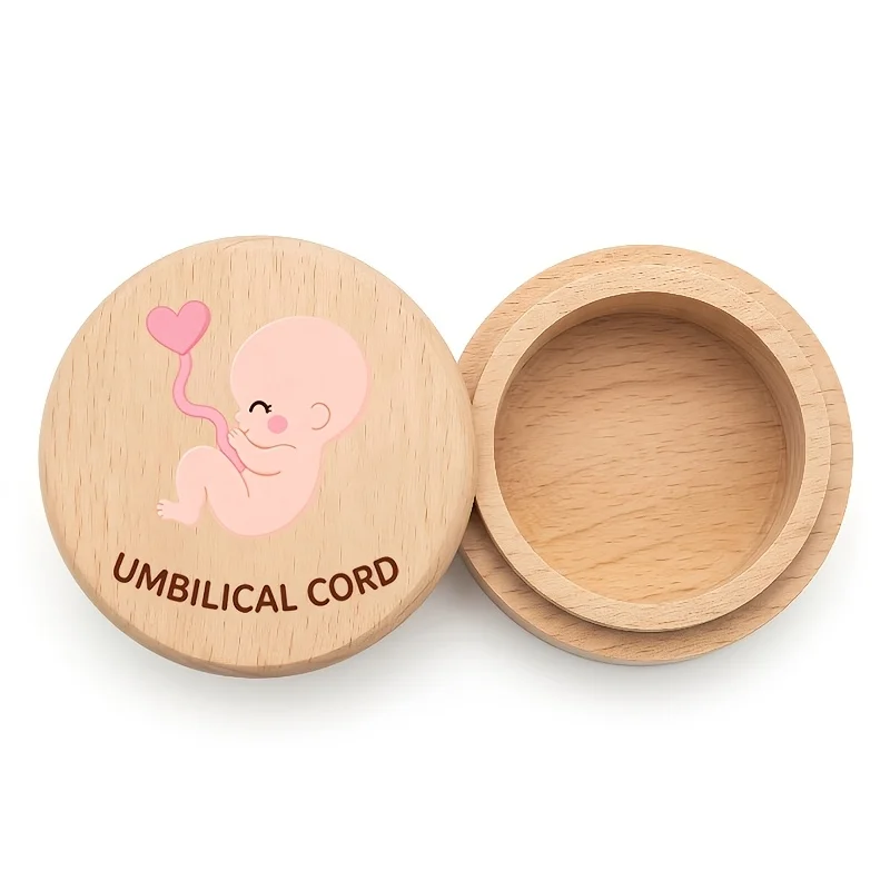 Fetal Heart Pattern 2D Wooden Storage Box Baby's First Teeth Haircut Keepsake Box Newborn Pregnant Women Souvenir
