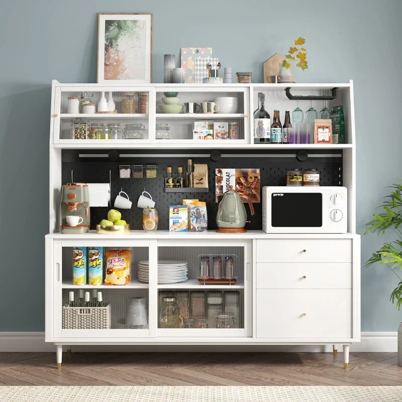 

Light Luxury Solid Wood Functional Sideboard Cabinet White Wax Wall Integrated Wine