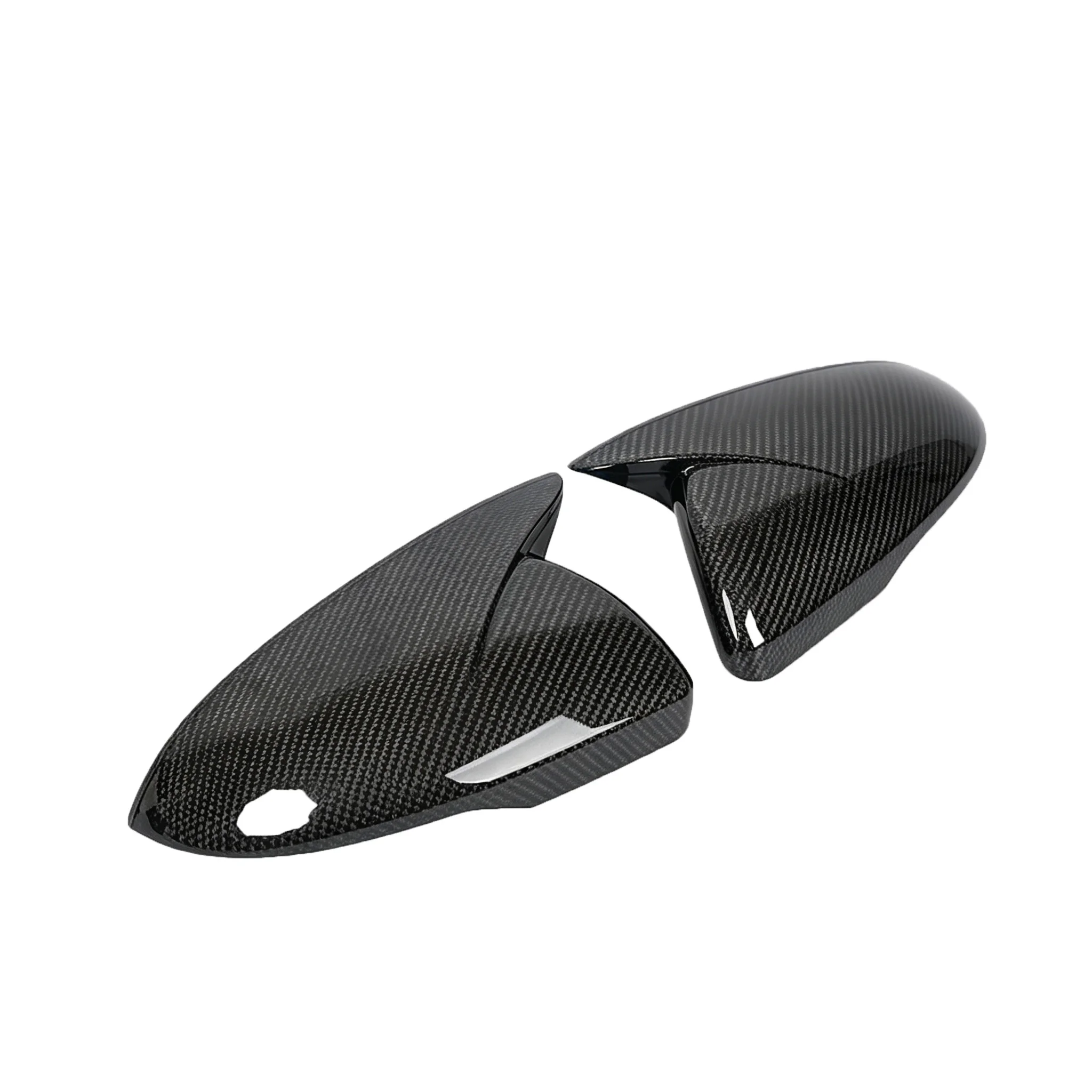 Tiypeor For Kia K5 2016‑2019 Horn Style Side Mirror Cap Water Transfer Carbon Look ABS Stick‑On Mirror Cover Trim
