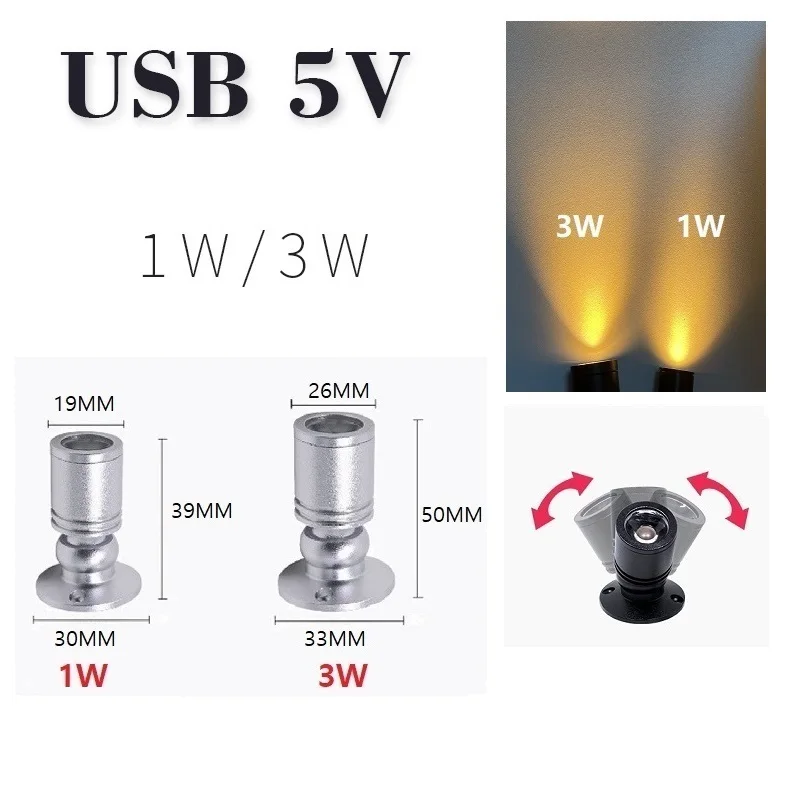 etrnLED RGB Led الأضواء USB 5 فولت عكس الضوء اللون سقف صغير بقعة 1 واط 3 واط عرض خزانة غرفة ديكور التحكم عن بعد ضوء مجموعات