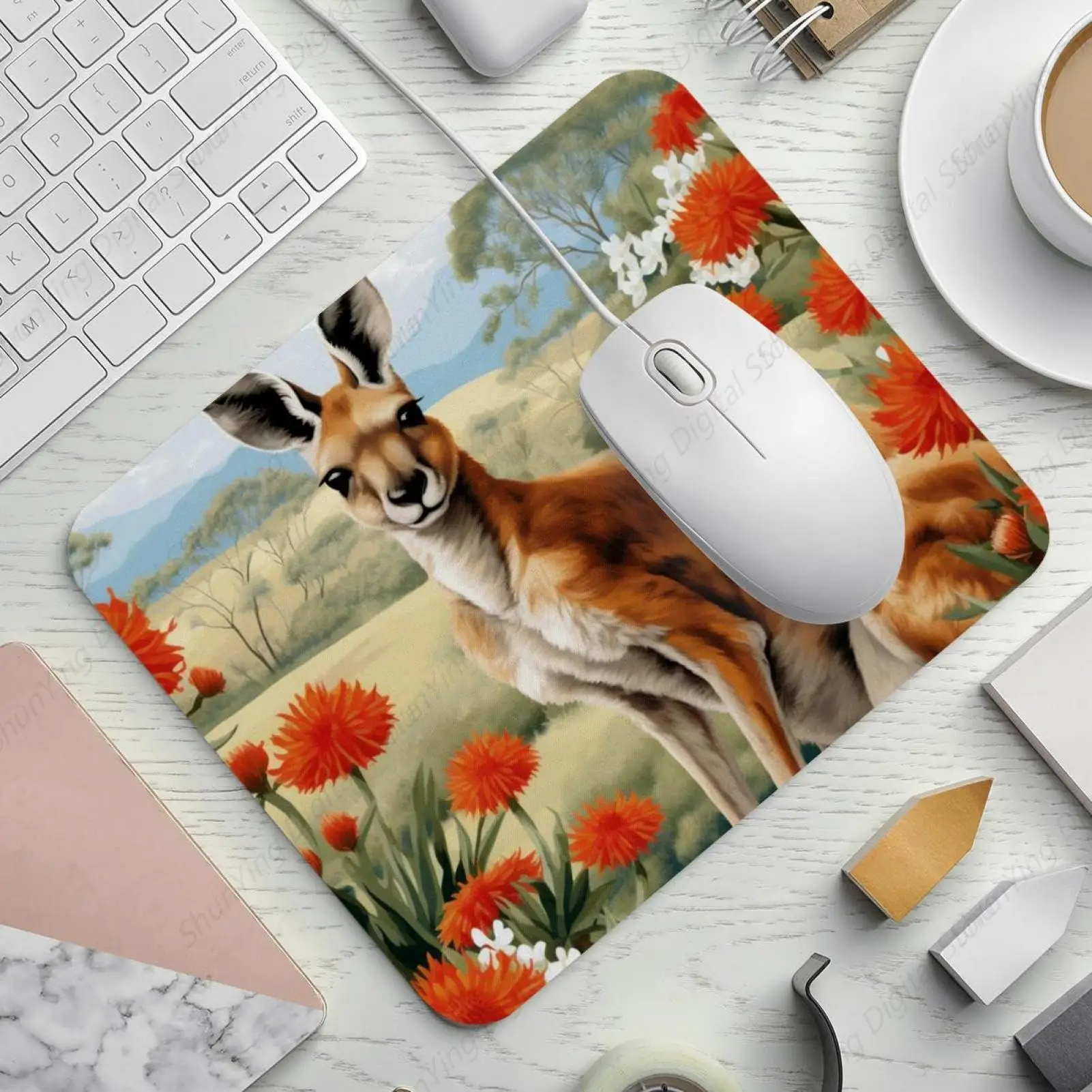 Canguru mouse pad antiderrapante de borracha portátil adequado para jogos escritório laptop mouse pad 25*30cm