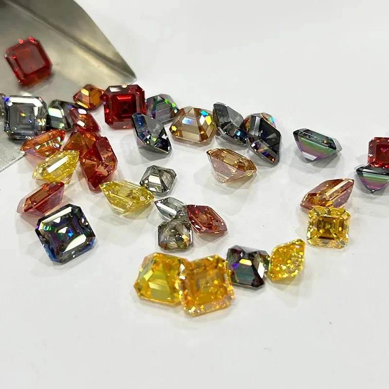 Moissanit-Stein, Asscher-Schliff, Wassermelonenrot, VVS1, DIY-Ring, Halskette, Hauptmaterialien, bestandenem Diamanttester-Zertifikat – Detail 17