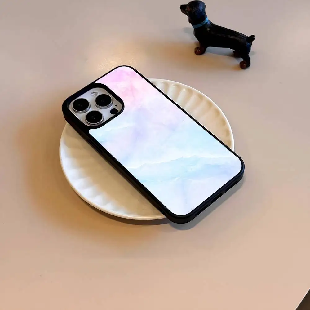 1pc Pastel Marble Phone Case Magsafe For IPhone 17 16 15 14 13 12 Pro Max Plus Air Hard Shell Full Cover Silicone Anti-fall