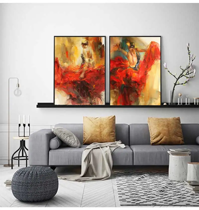 Art Oil Canvas Painting Vintage Figure Posters And Prints Wall Art Picture Modern Hme Decoration Spanish Flamenco Beauty Dancer