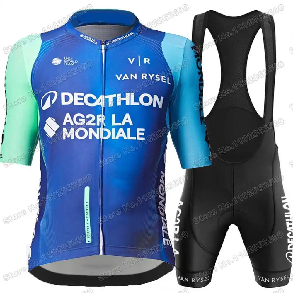 2025 Team AG2R Cycling Jersey Set France Champion Cycling Clothing Men Short Sleeve Kit Road Bike Shirts Suit Bicycle Bib Shorts