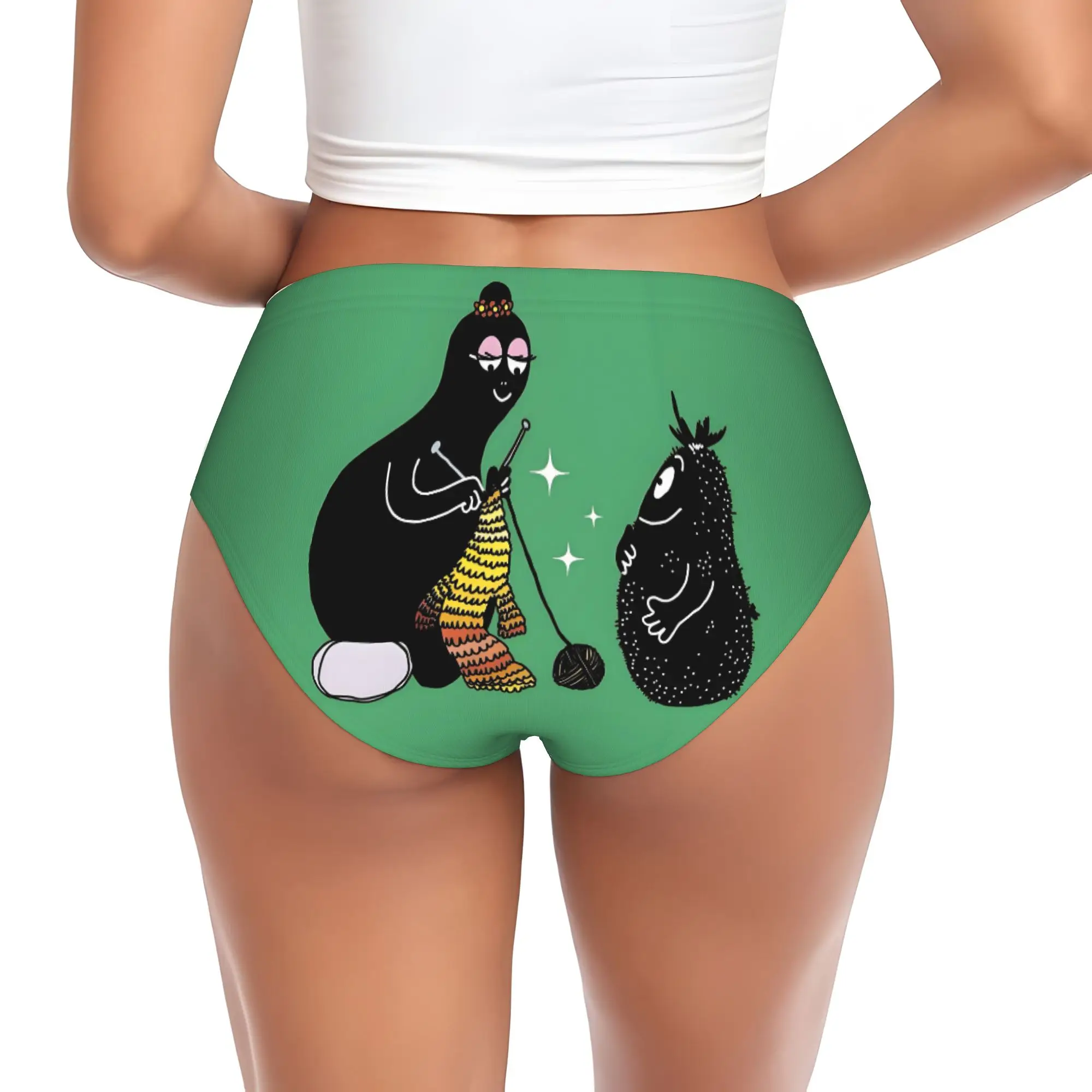 Custom Funny Cartoon Barbapapa Wallpaper Briefs Underwear Womens Breathable Stretch  Panties