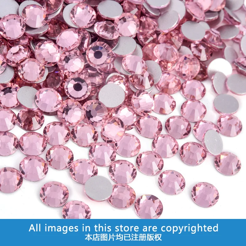 SS3-SS34 Light Pink Nail Art Rhinestone Glass Non Hotfix Rhinestones Glitter Strass Crystals for Nail Art Decorations Garme H002