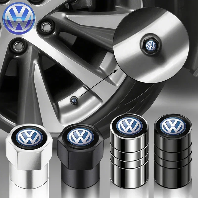 

4Pcs Aluminum Alloy Car Tire Valve Cap Auto Wheel Accessories For VW GTI Polo Passat B6 Golf Tiguan T-ROC Jetta Atlas Beetle CC