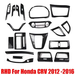 RHD For Honda CRV 2012 -2016 CarbonFiber Air Outlet Steering Wheel Center Console Panel window swtich cover interior Accessories