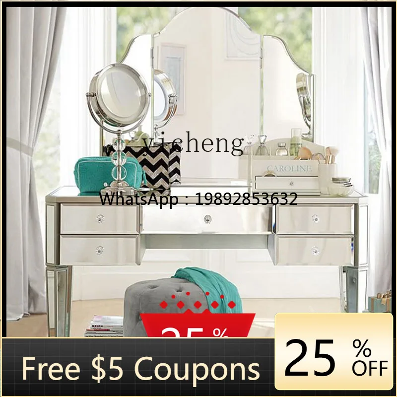 

AA Simple vertical splicing household vanity mirror European light luxury bedroom desktop desktop folding vanity mirror